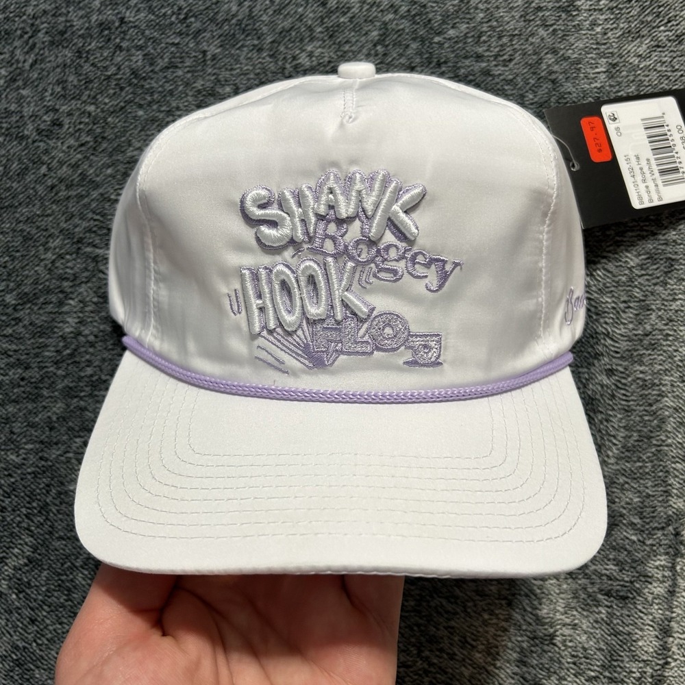 Bad Birdie Mens Adjustable Birdie Rope Snapback White Hat